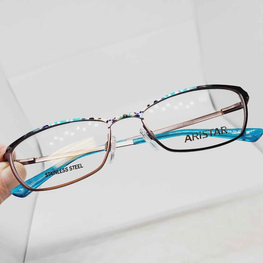 New Ladies Aristar Eyeglass Frame AR18430 535 53-17-135 Teal Purple Pink & Brown